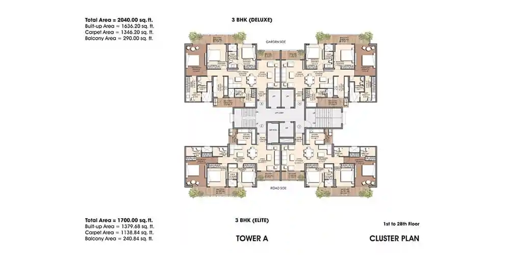 3 bhk - Deluxe Cluster Plan